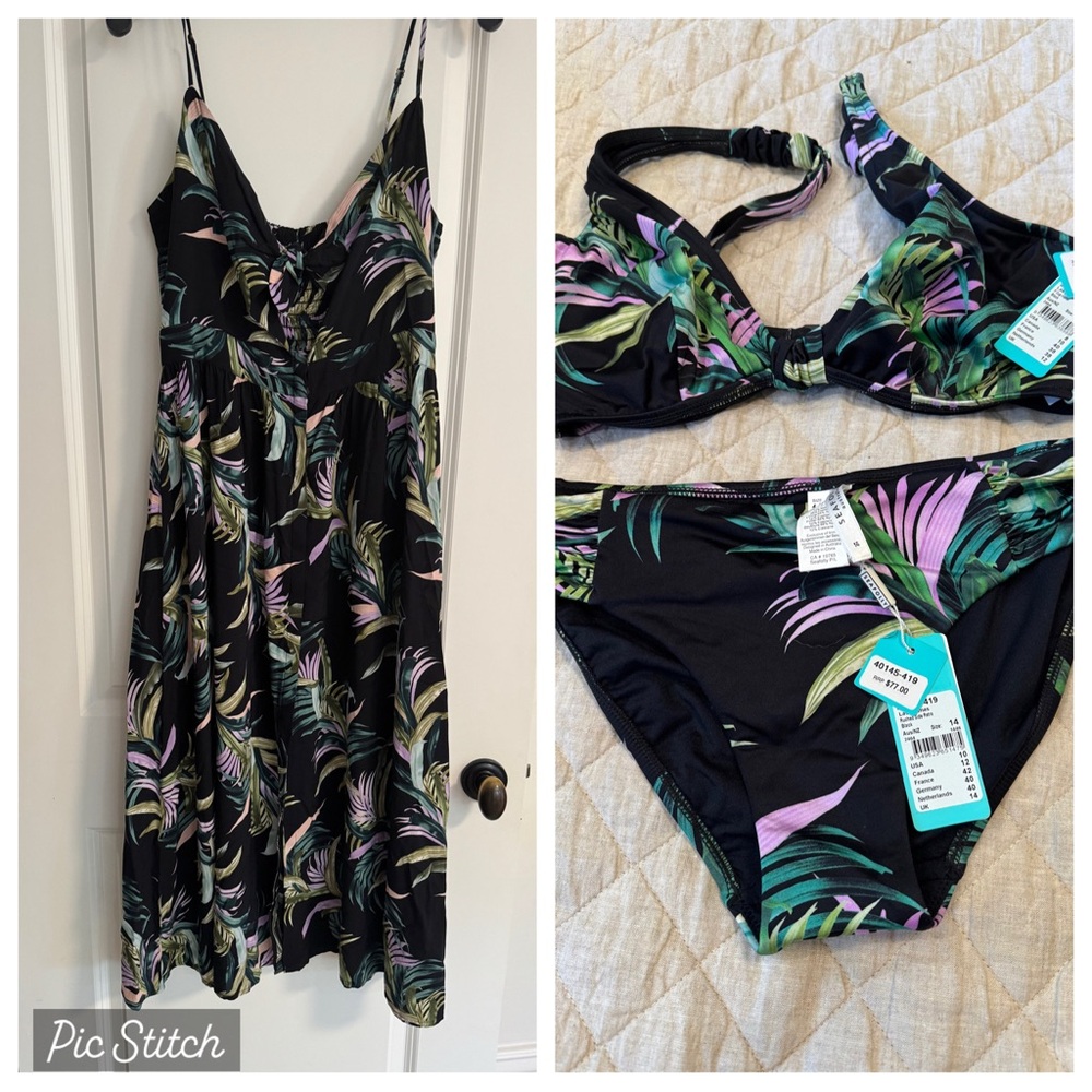 3 piece Tropical Print Maxi Dress and swimsuit